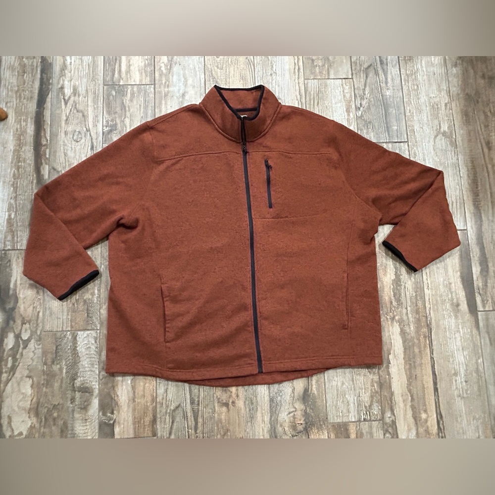 Men's Big and Tall 4X Brown Full-Zip Sweater Left Zip Pocket & 2 Front Pockets